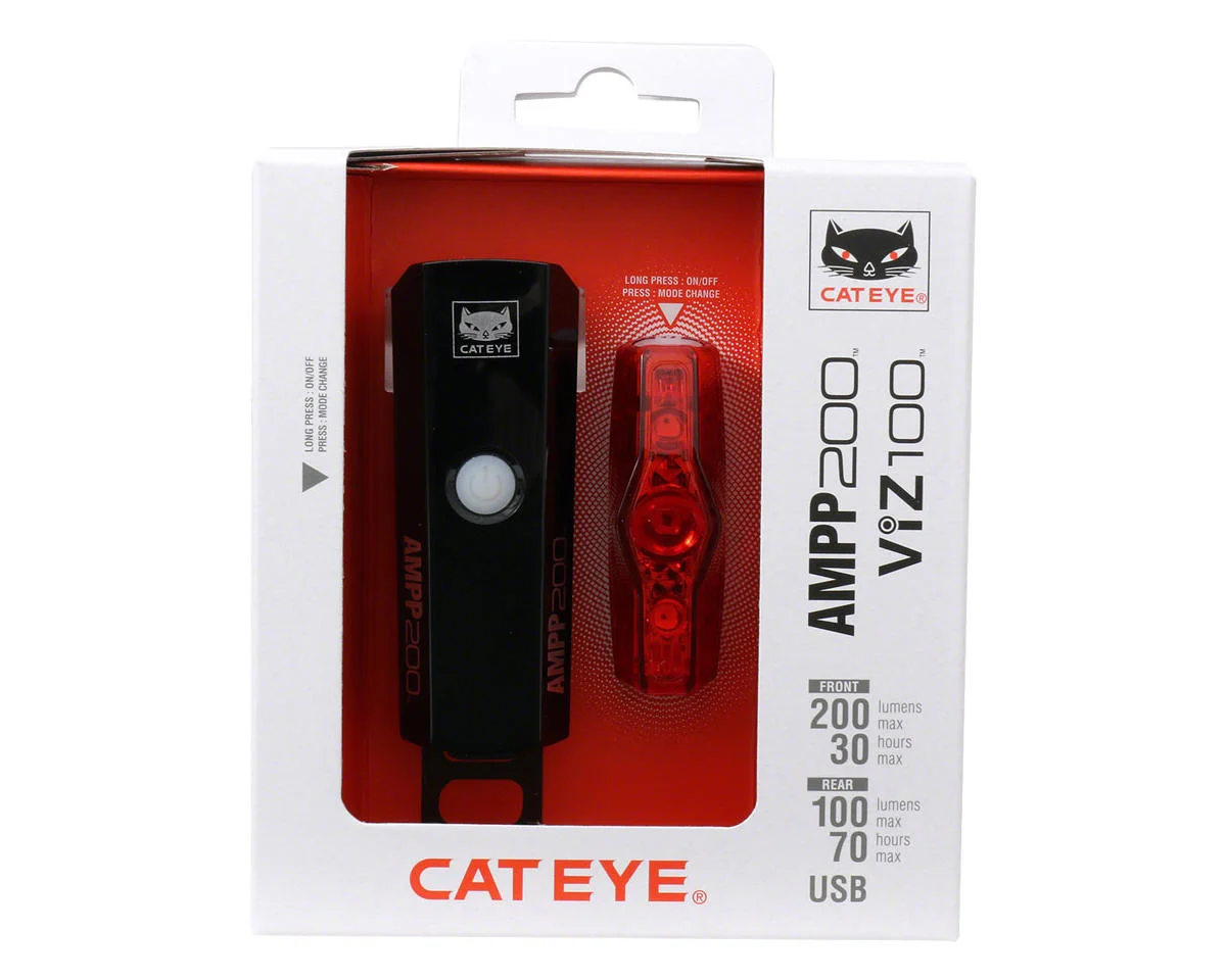 CatEye AMPP200/VIZ100 Headlight & Tailight Set (USB-C)
